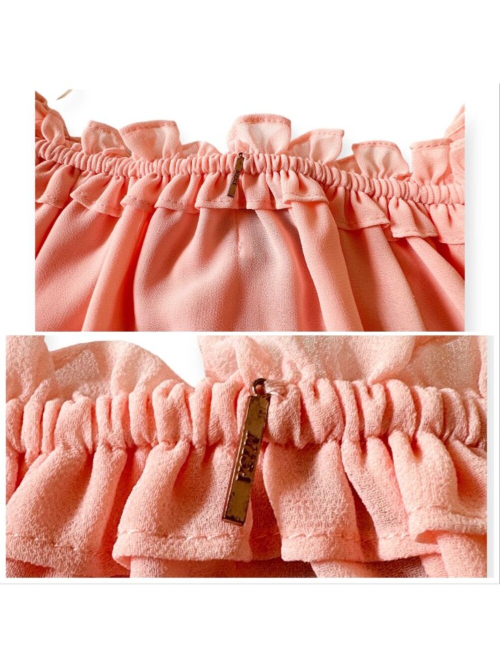 New with Tag MISA Pink Chiffon Lively Off the Shoulder Blouse, Size S - Picture 13 of 15